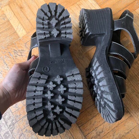 90s chunky leather heeled sandals - Picture 2 of 3